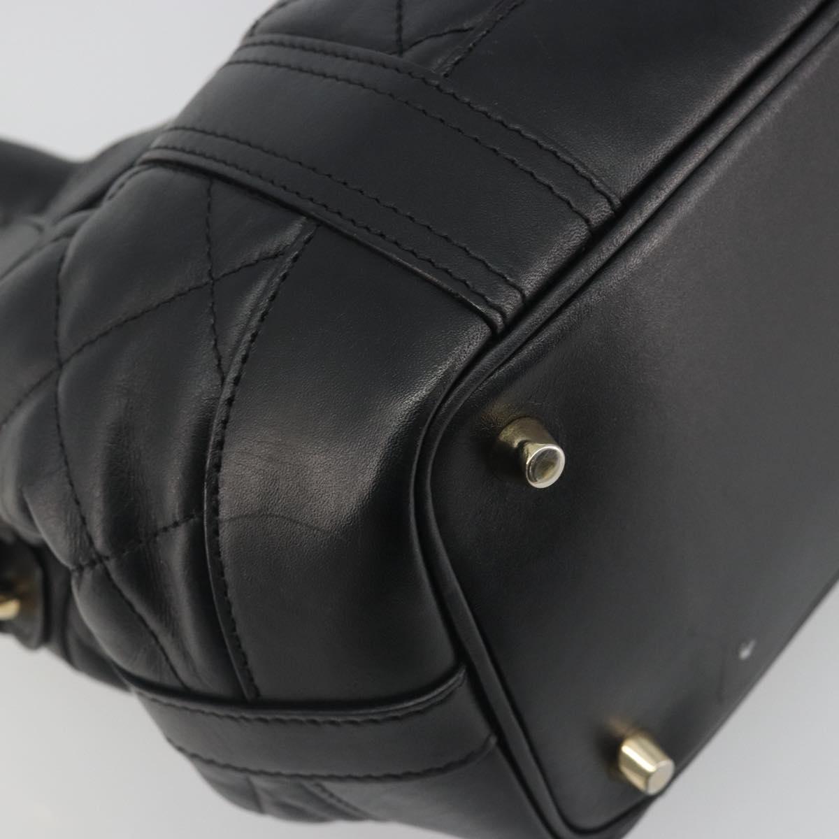BURBERRY Hand Bag Leather Black Gold Auth am12226V