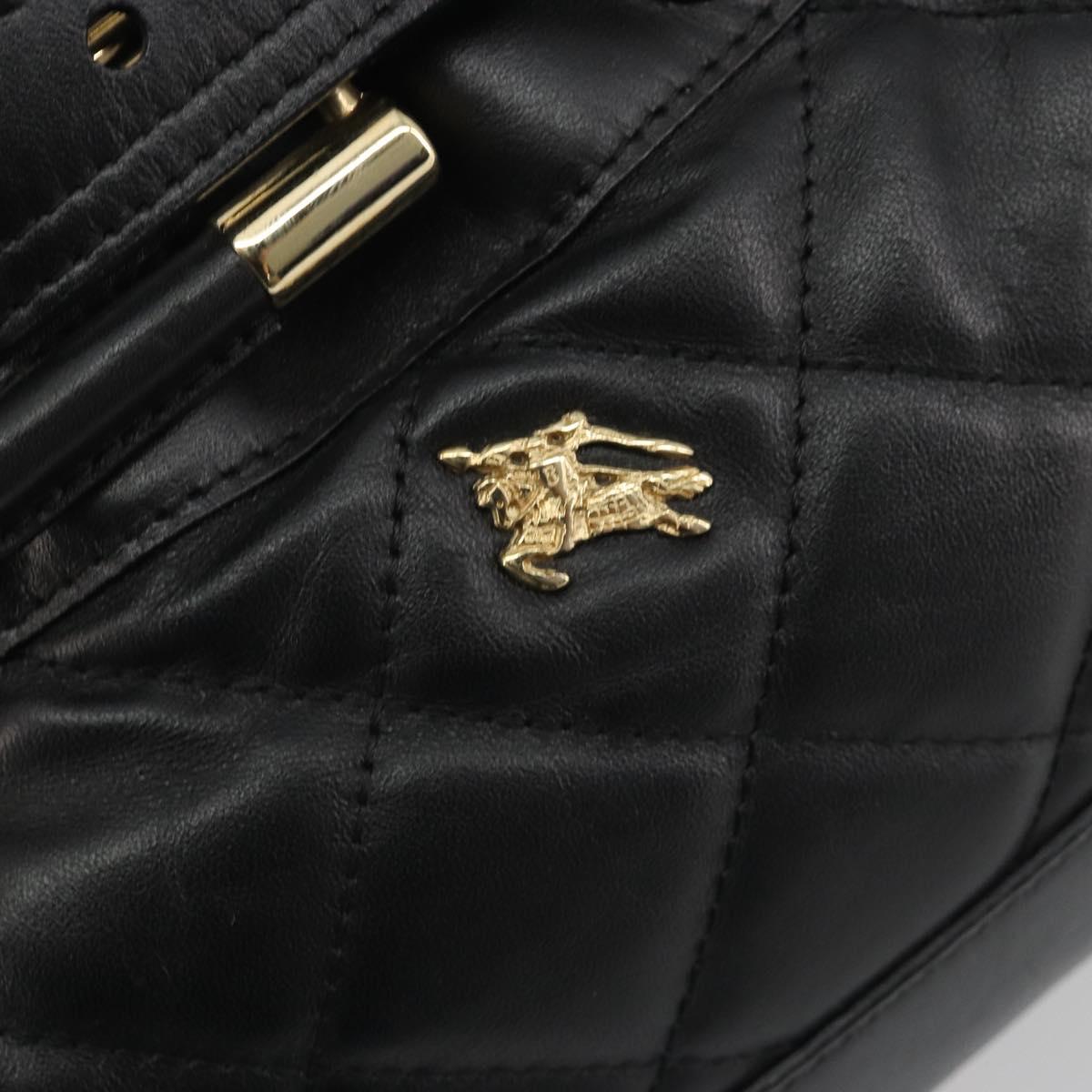 BURBERRY Hand Bag Leather Black Gold Auth am12226V