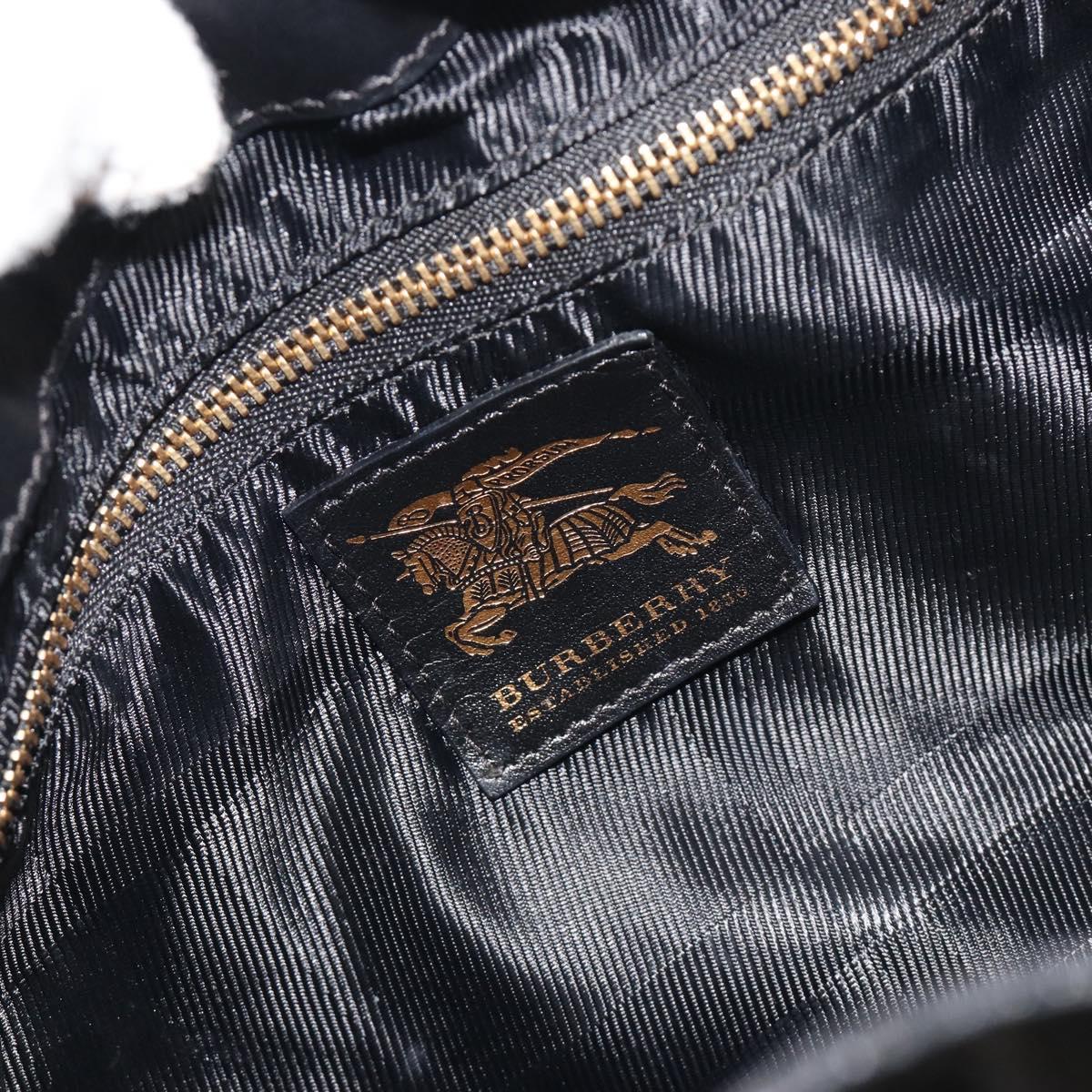 BURBERRY Hand Bag Leather Black Gold Auth am12226V