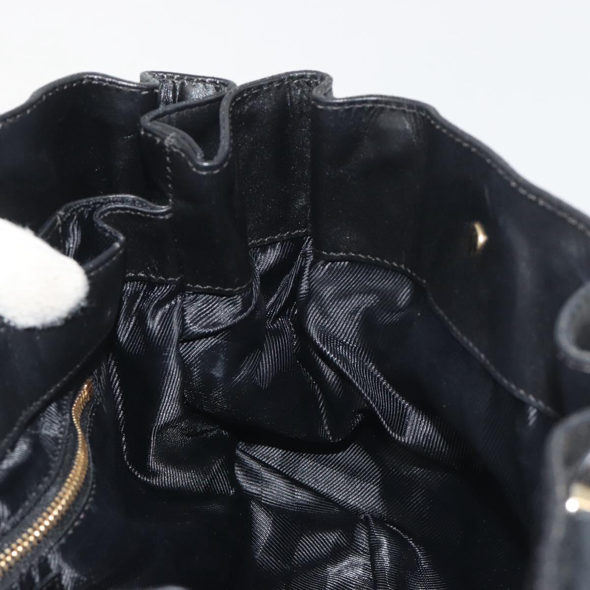 BURBERRY Hand Bag Leather Black Gold Auth am12226V