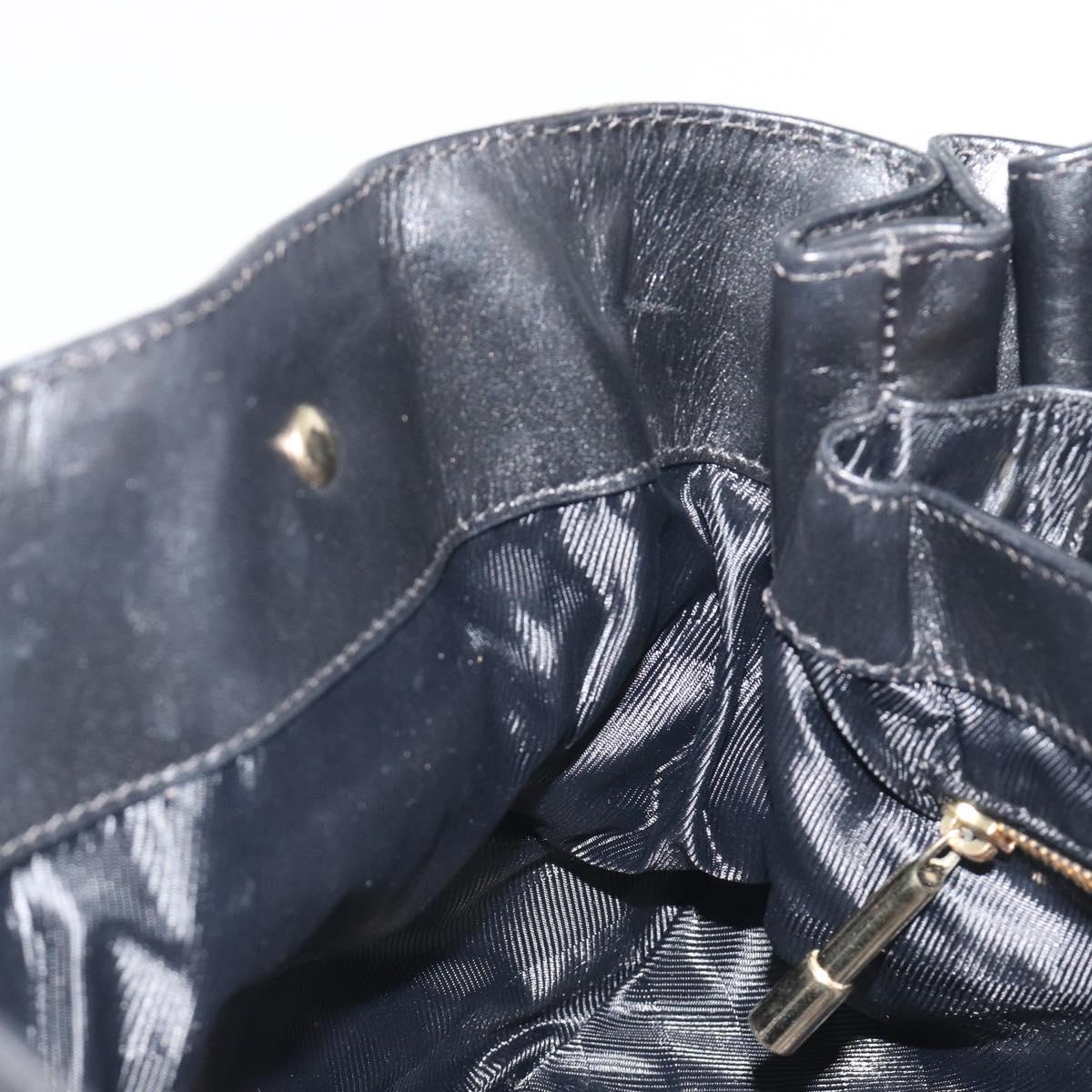 BURBERRY Hand Bag Leather Black Gold Auth am12226V