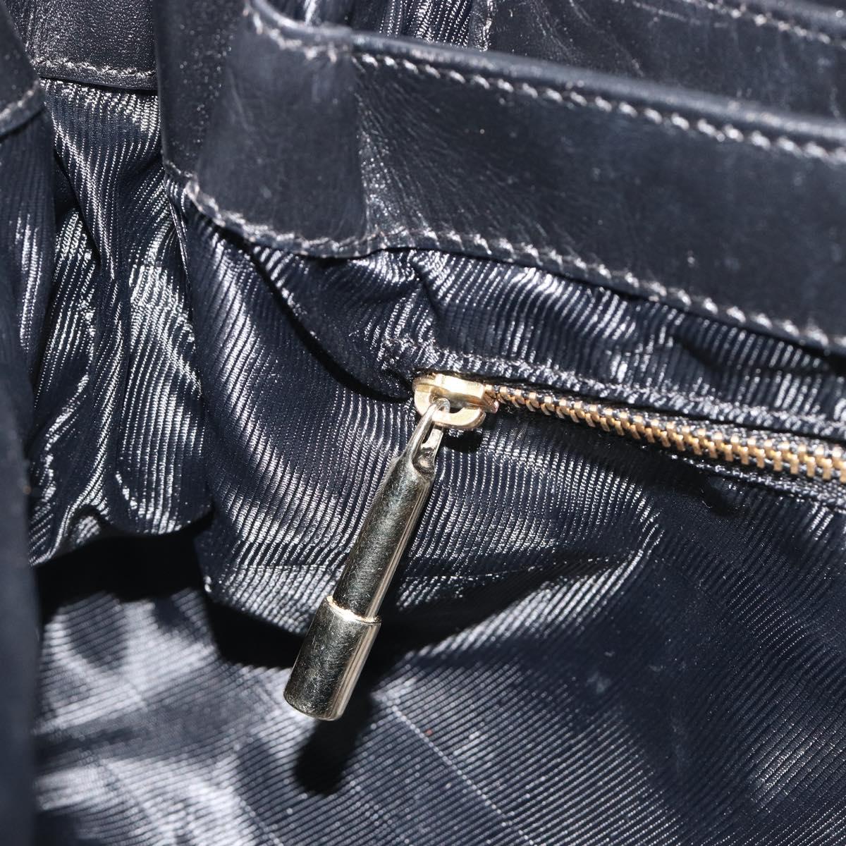 BURBERRY Hand Bag Leather Black Gold Auth am12226V