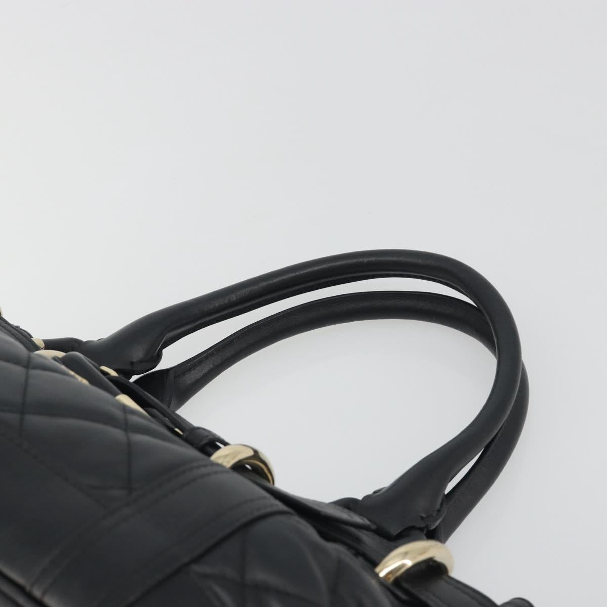 BURBERRY Hand Bag Leather Black Gold Auth am12226V