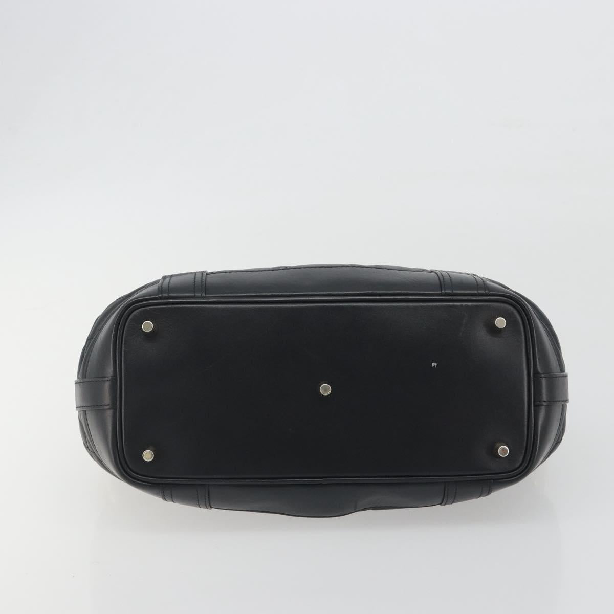 BURBERRY Hand Bag Leather Black Gold Auth am12226V