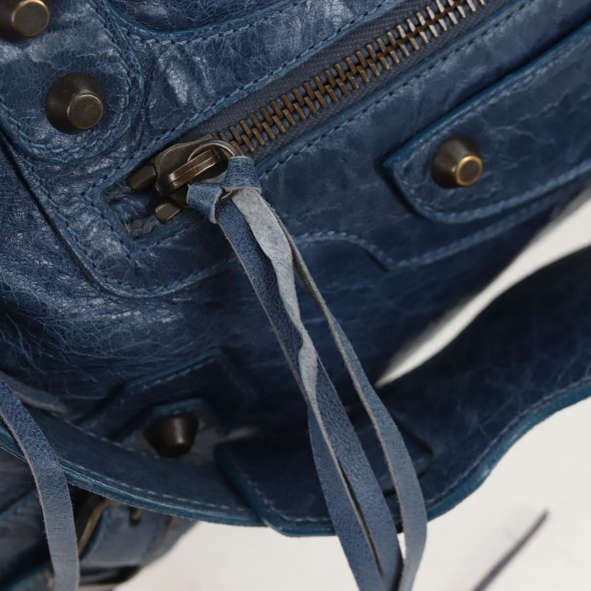 BALENCIAGA The First Hand Bag Leather 2way Blue Gold 103208 Auth am12227V