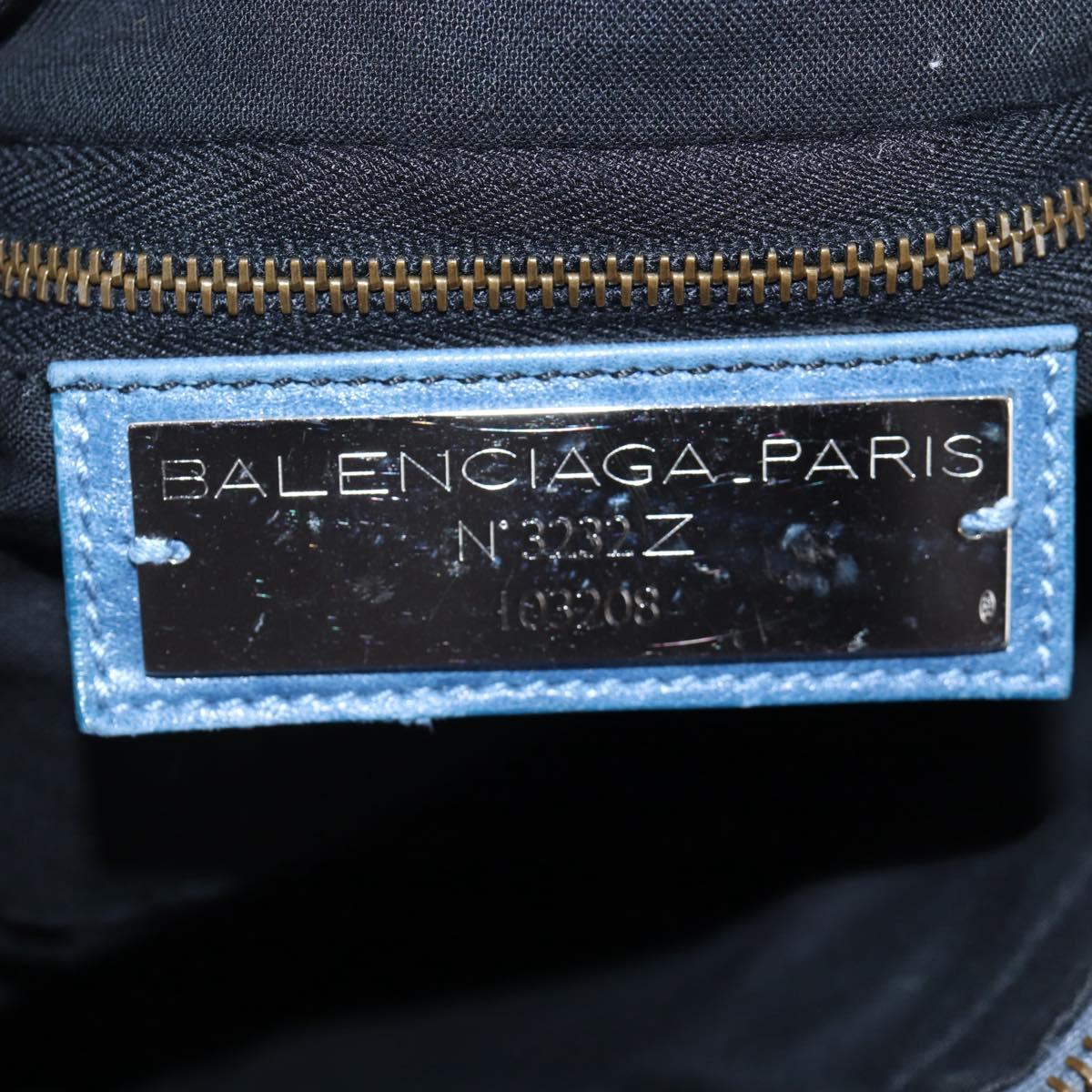 BALENCIAGA The First Hand Bag Leather 2way Blue Gold 103208 Auth am12227V