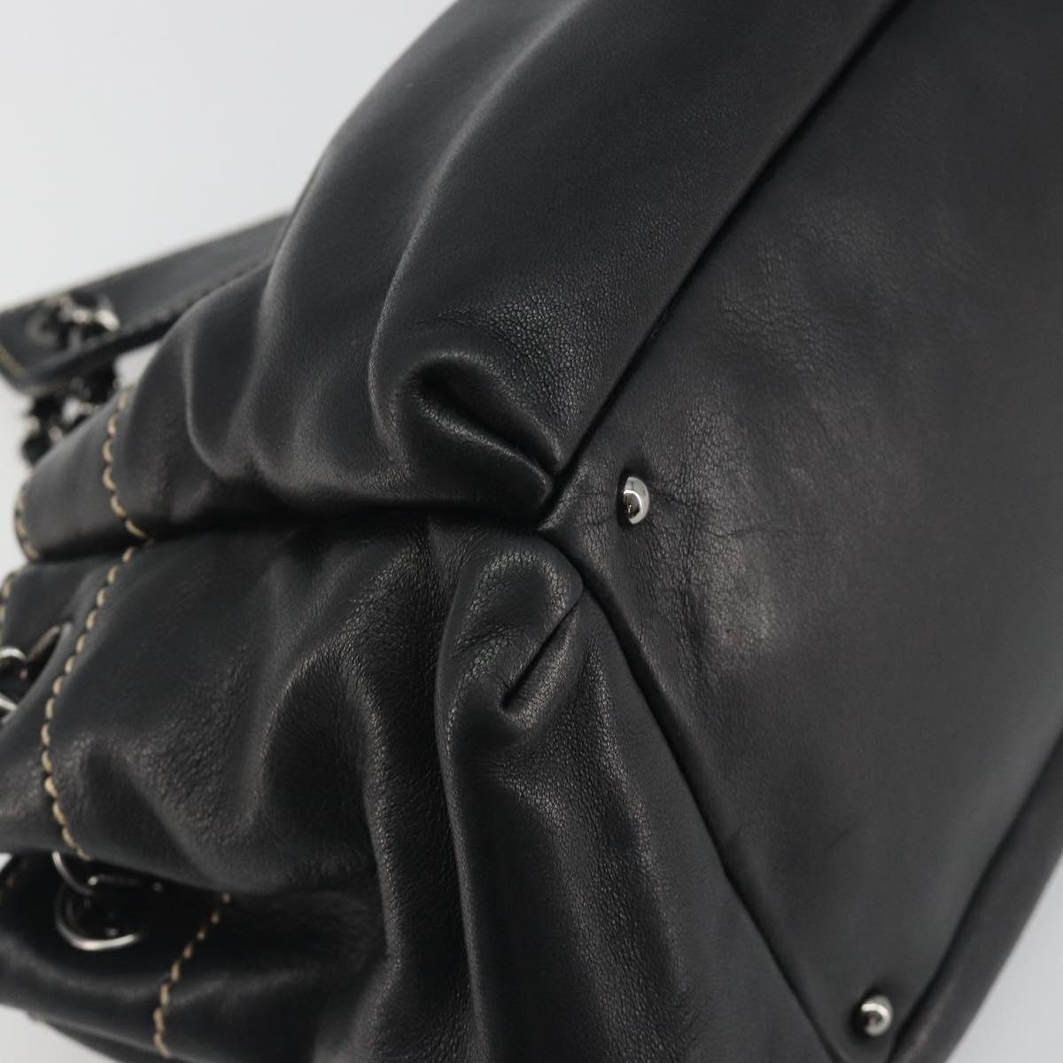 CHANEL CC Chain Hand Bag Leather Black Silver CC Auth am12231SAM