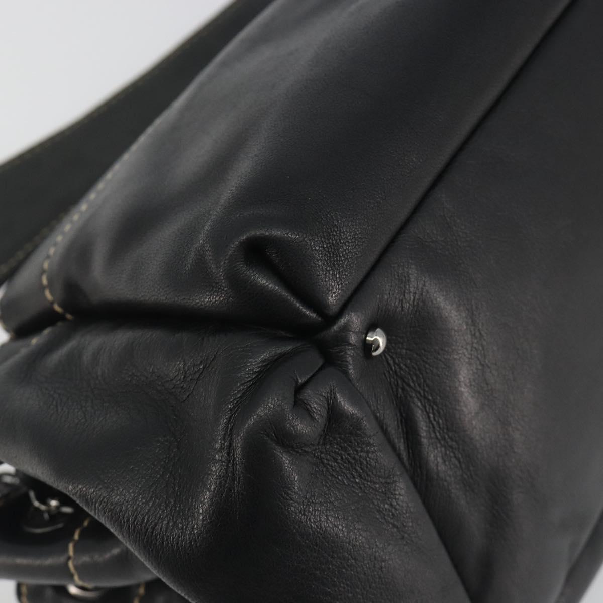 CHANEL CC Chain Hand Bag Leather Black Silver CC Auth am12231SAM