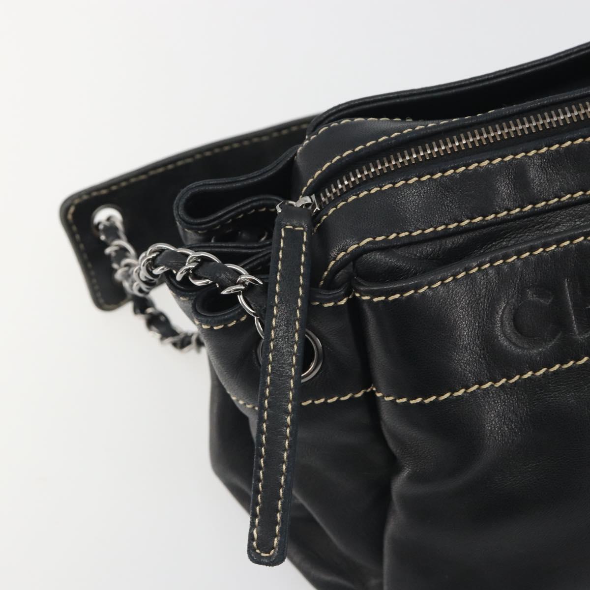 CHANEL CC Chain Hand Bag Leather Black Silver CC Auth am12231SAM