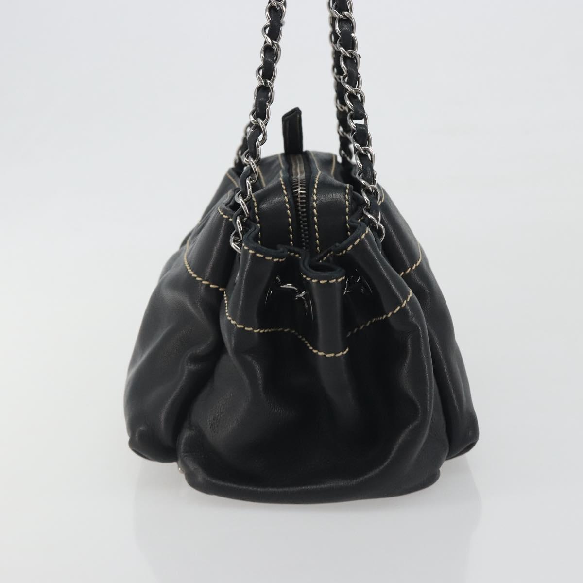 CHANEL CC Chain Hand Bag Leather Black Silver CC Auth am12231SAM