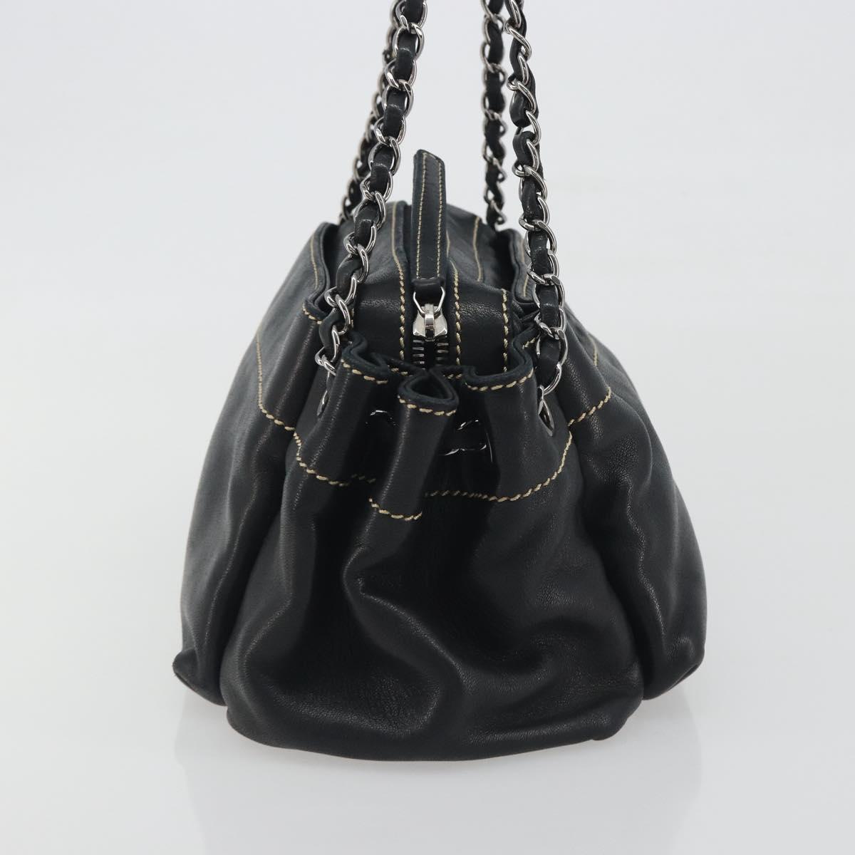 CHANEL CC Chain Hand Bag Leather Black Silver CC Auth am12231SAM
