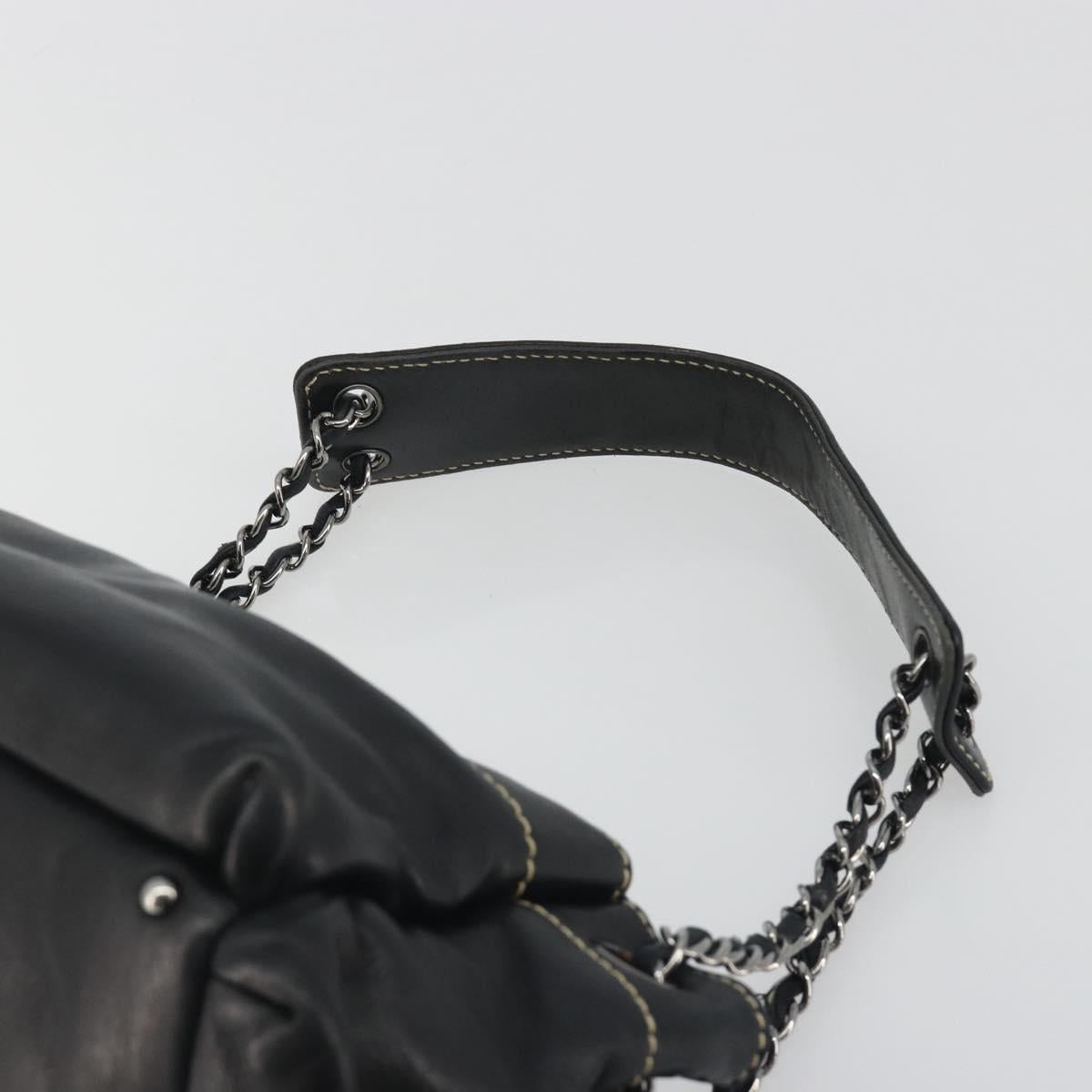 CHANEL CC Chain Hand Bag Leather Black Silver CC Auth am12231SAM