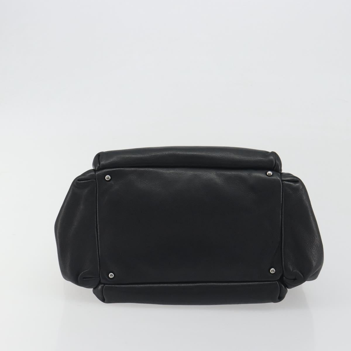 CHANEL CC Chain Hand Bag Leather Black Silver CC Auth am12231SAM