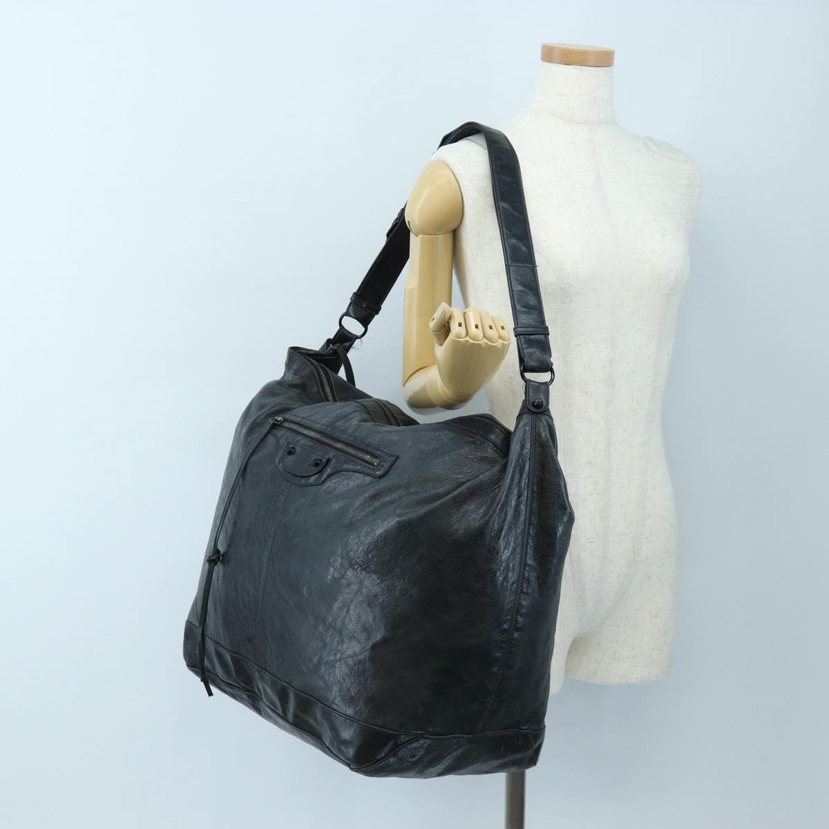 BALENCIAGA Cruise Shoulder Bag Leather Black 170939 Auth am12232V
