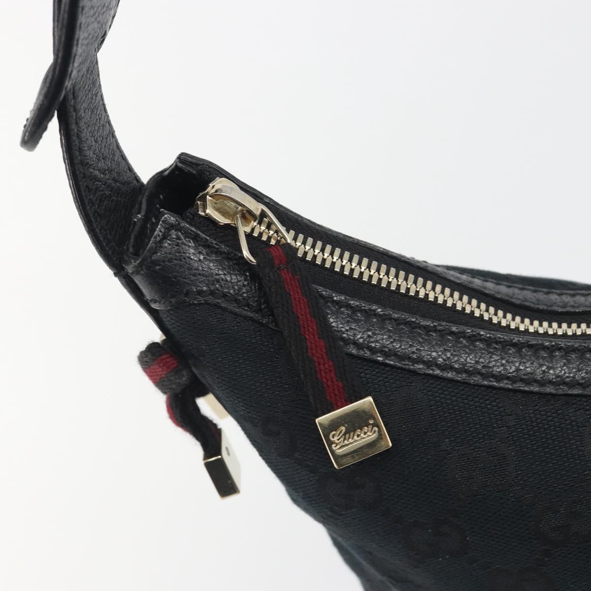 GUCCI GG Canvas Pretty Shoulder Bag Black Gold 162895 Auth am12235V