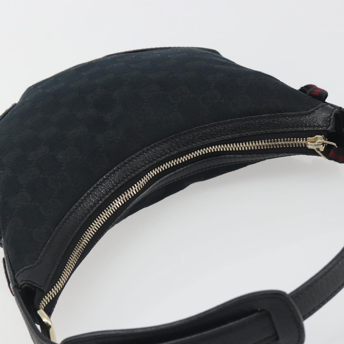 GUCCI GG Canvas Pretty Shoulder Bag Black Gold 162895 Auth am12235V