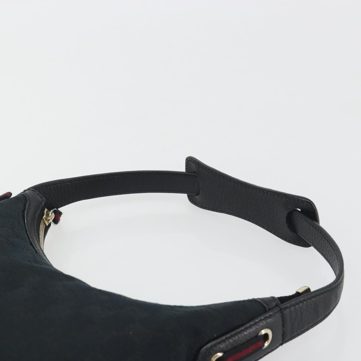 GUCCI GG Canvas Pretty Shoulder Bag Black Gold 162895 Auth am12235V