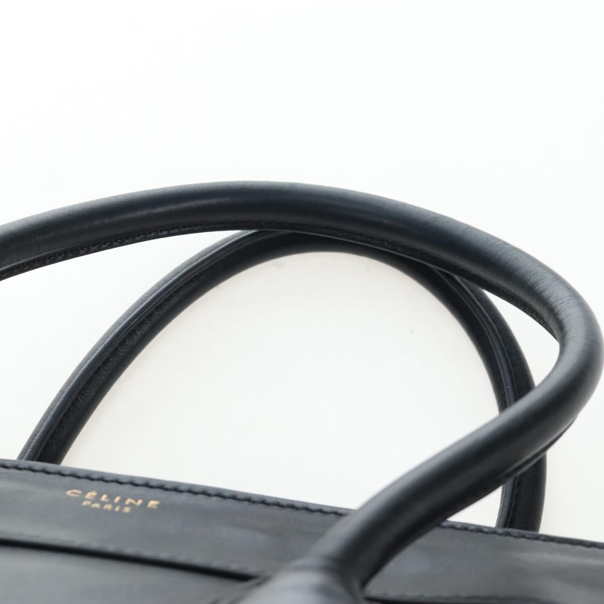 CELINE Luggage Hand Bag Leather Black Gold Auth am12236V