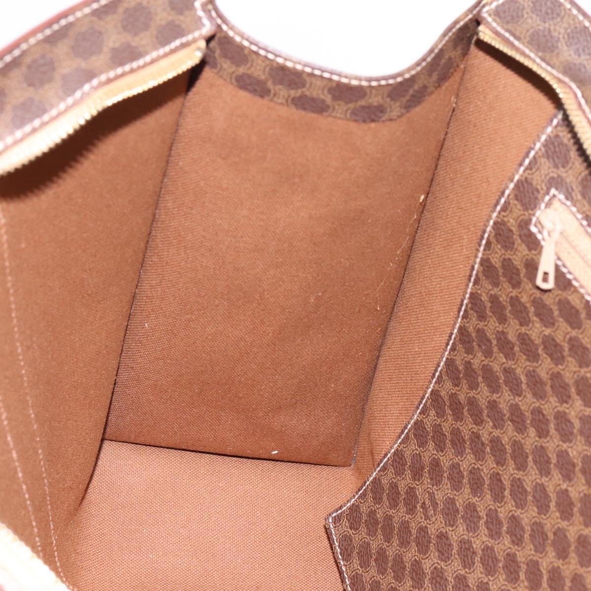 CELINE Macadam Canvas Tote Bag PVC Leather Brown Gold Auth am12243V