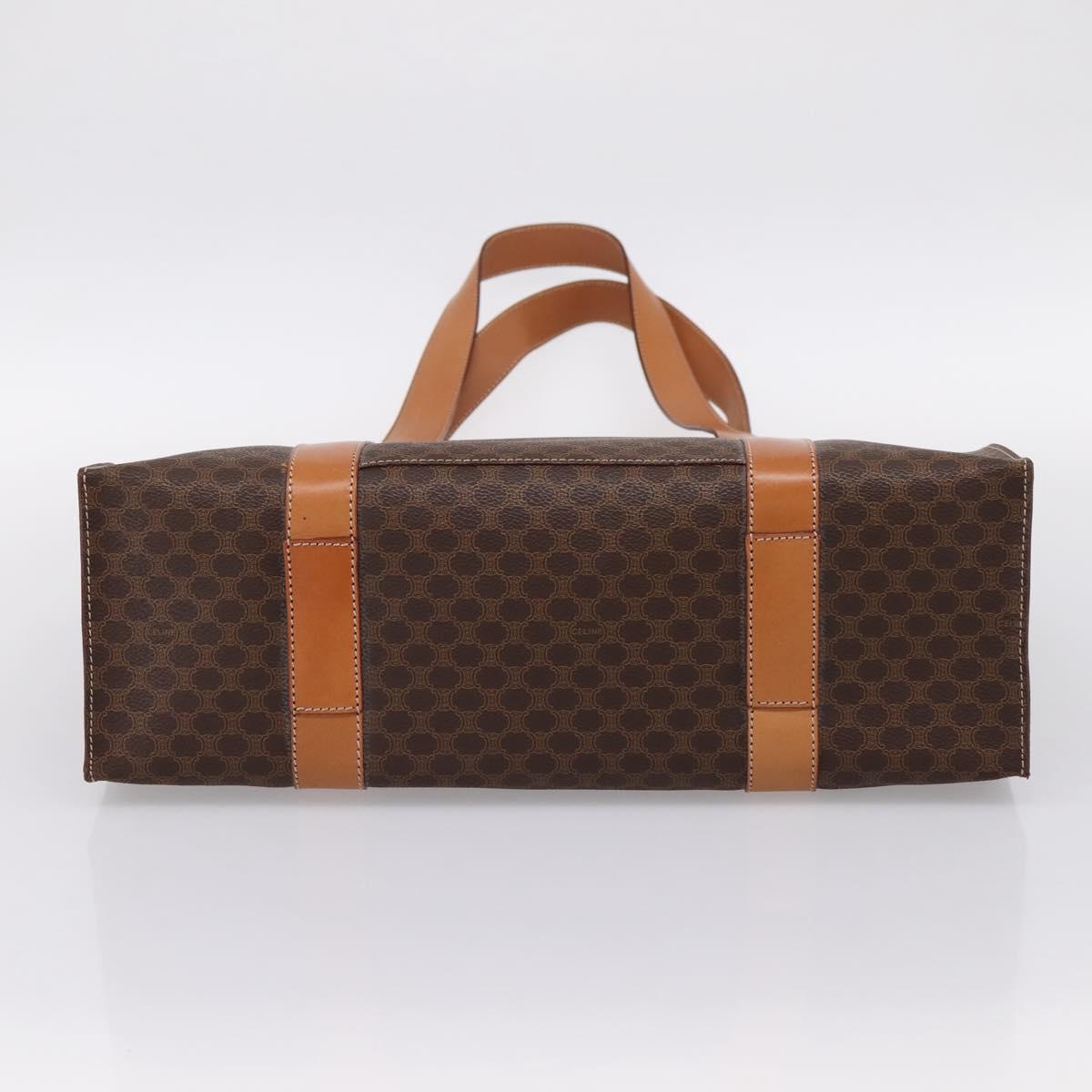 CELINE Macadam Canvas Tote Bag PVC Leather Brown Gold Auth am12243V
