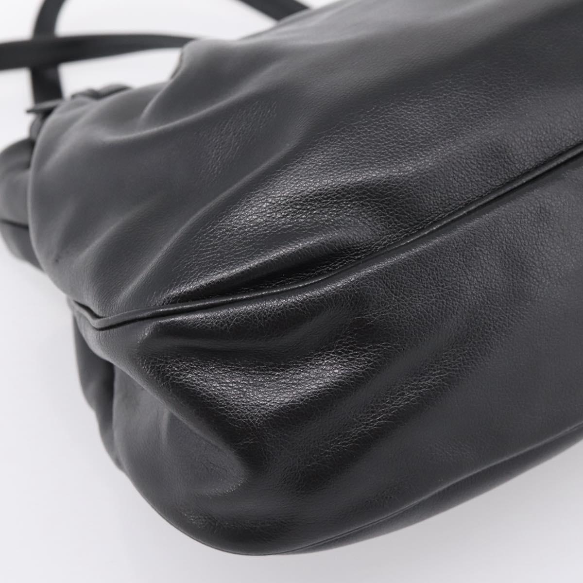 PRADA Tote Bag Calf Skin Black Gold Auth am12245SAM