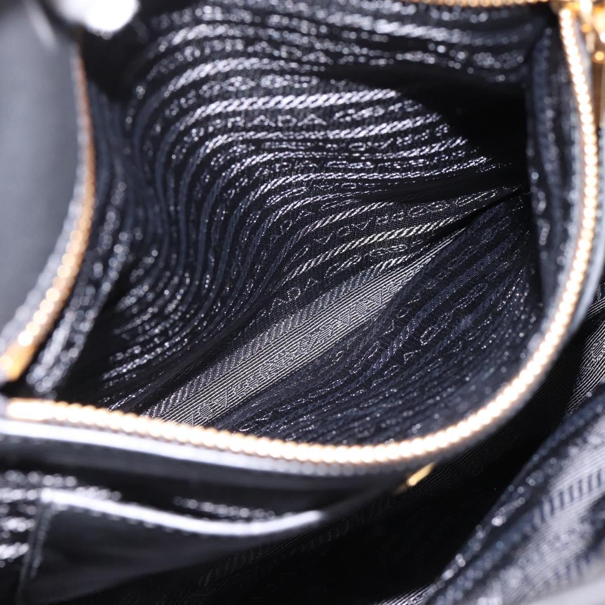 PRADA Tote Bag Calf Skin Black Gold Auth am12245SAM