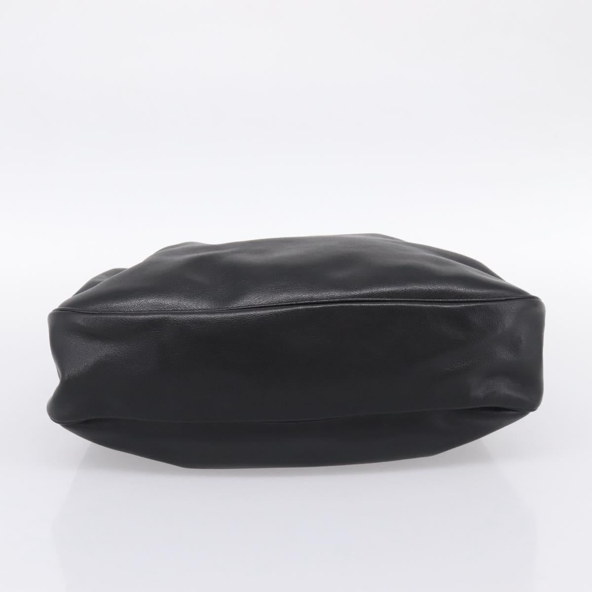 PRADA Tote Bag Calf Skin Black Gold Auth am12245SAM