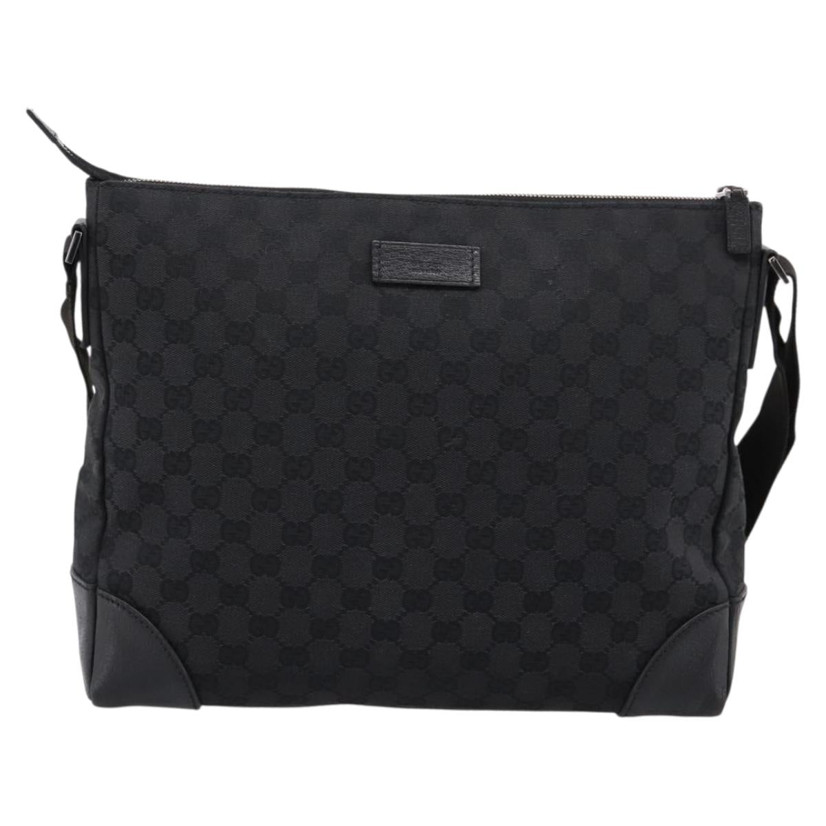 GUCCI GG Canvas Shoulder Bag Black Silver 110054 Auth am12249V
