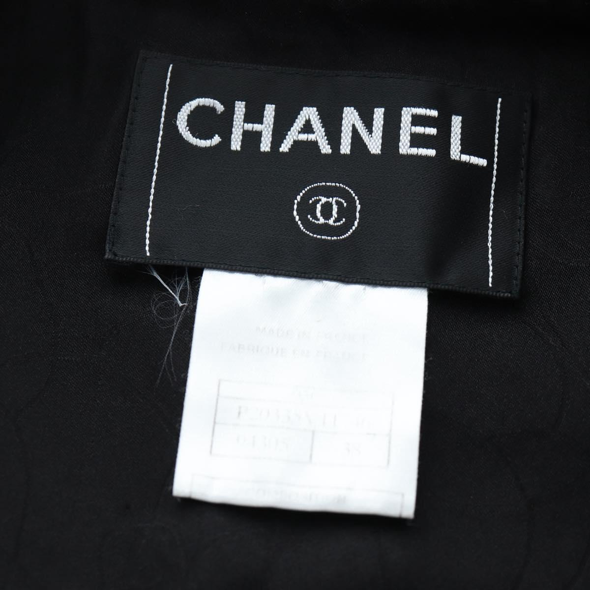 CHANEL Jacket Wool tweed Black CC Auth am12252SAM