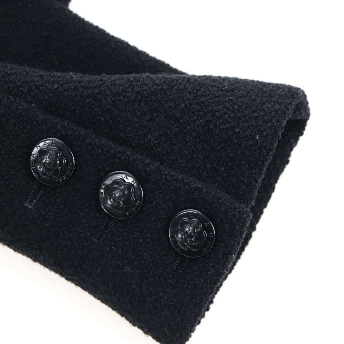 CHANEL Jacket Wool tweed Black CC Auth am12252SAM