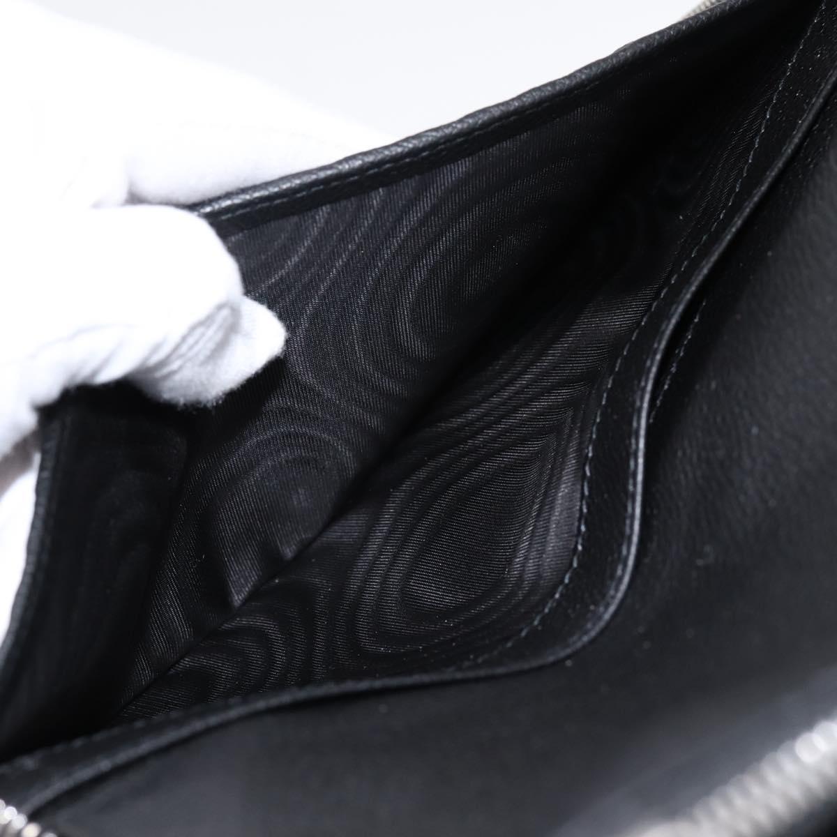 PRADA Organizer Round Long Wallet Leather Black Silver Auth am12253M
