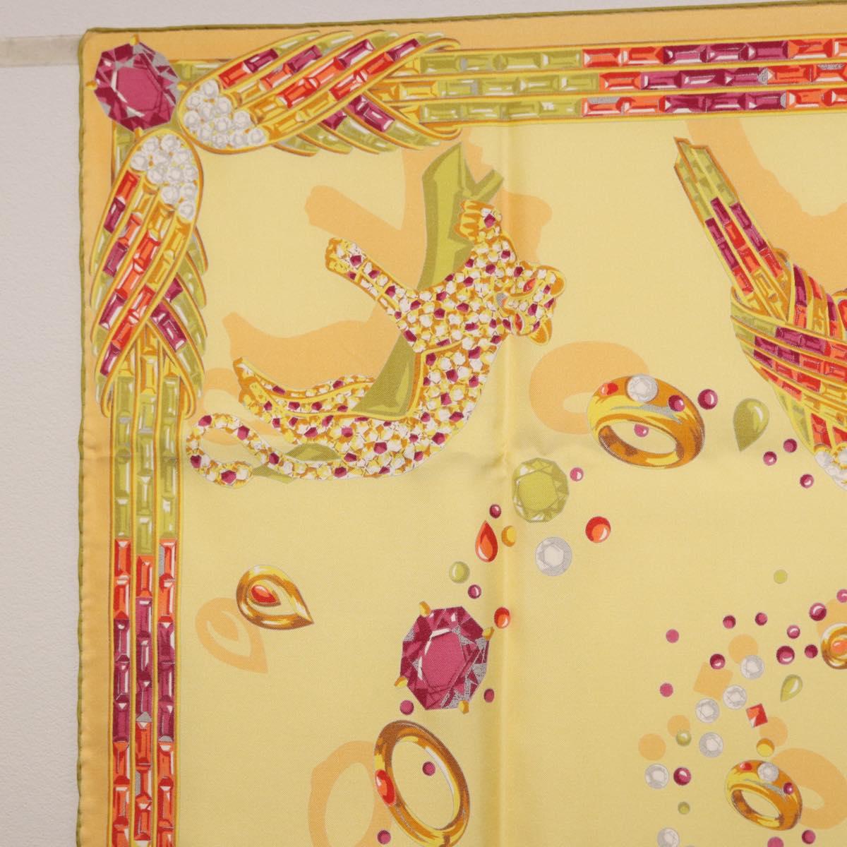 CARTIER Jewelry Pattern Scarf Silk Yellow Auth am12255M