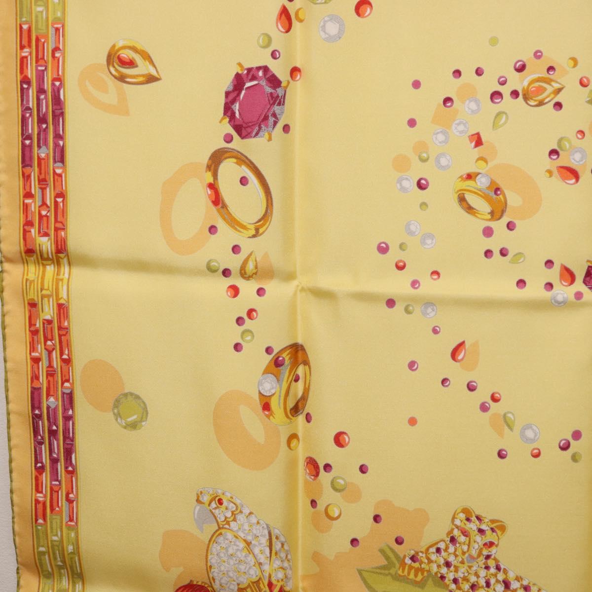 CARTIER Jewelry Pattern Scarf Silk Yellow Auth am12255M