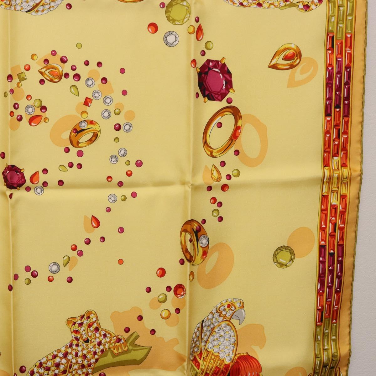CARTIER Jewelry Pattern Scarf Silk Yellow Auth am12255M