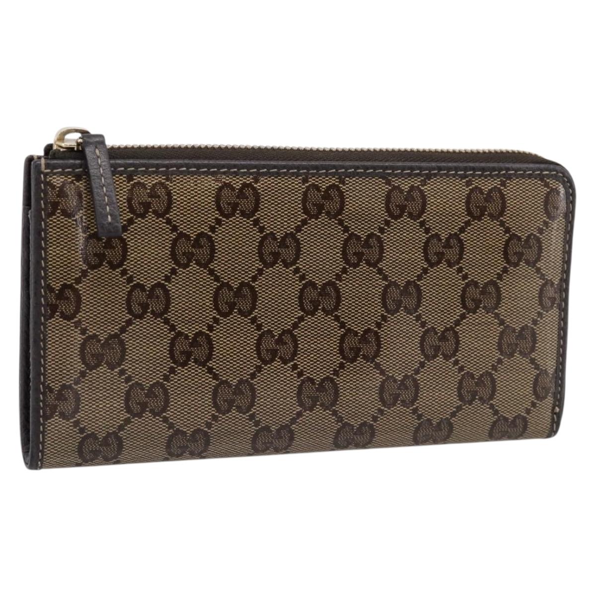 GUCCI GG Crystal Wallet Coated Canvas Outlet Beige Gold 332747 Auth am12258V