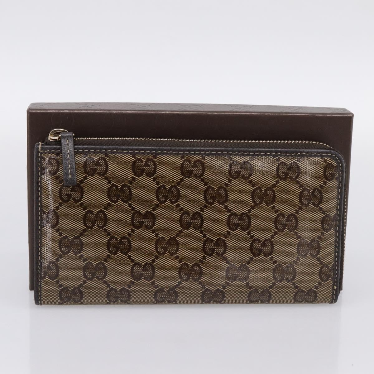 GUCCI GG Crystal Wallet Coated Canvas Outlet Beige Gold 332747 Auth am12258V