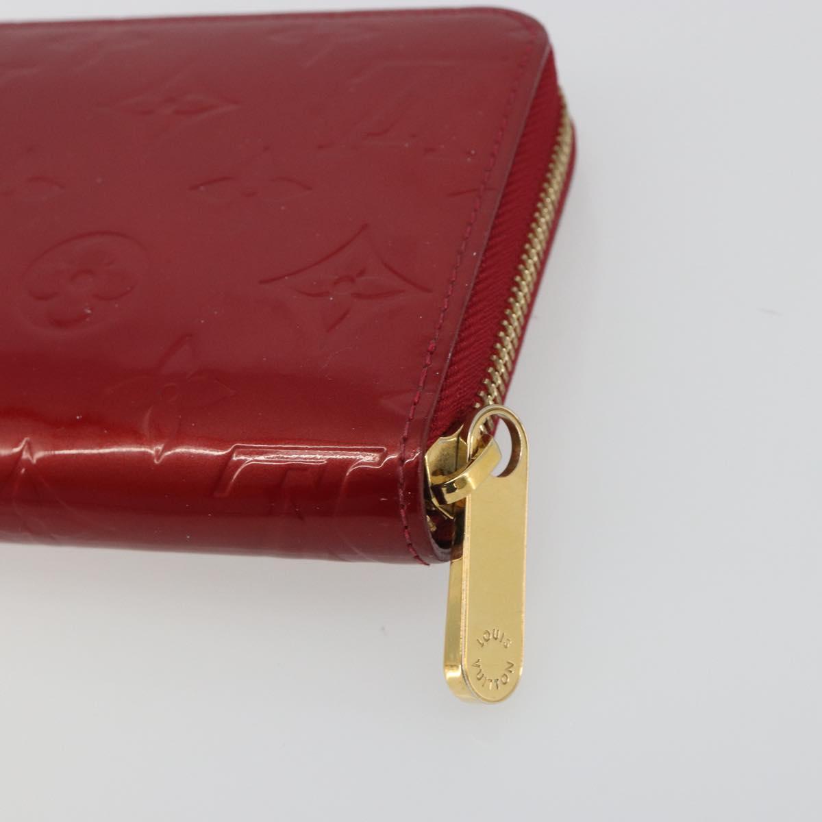 LOUIS VUITTON Monogram Vernis Zippy Wallet Rouge Grunadine M91732 Auth am12259V