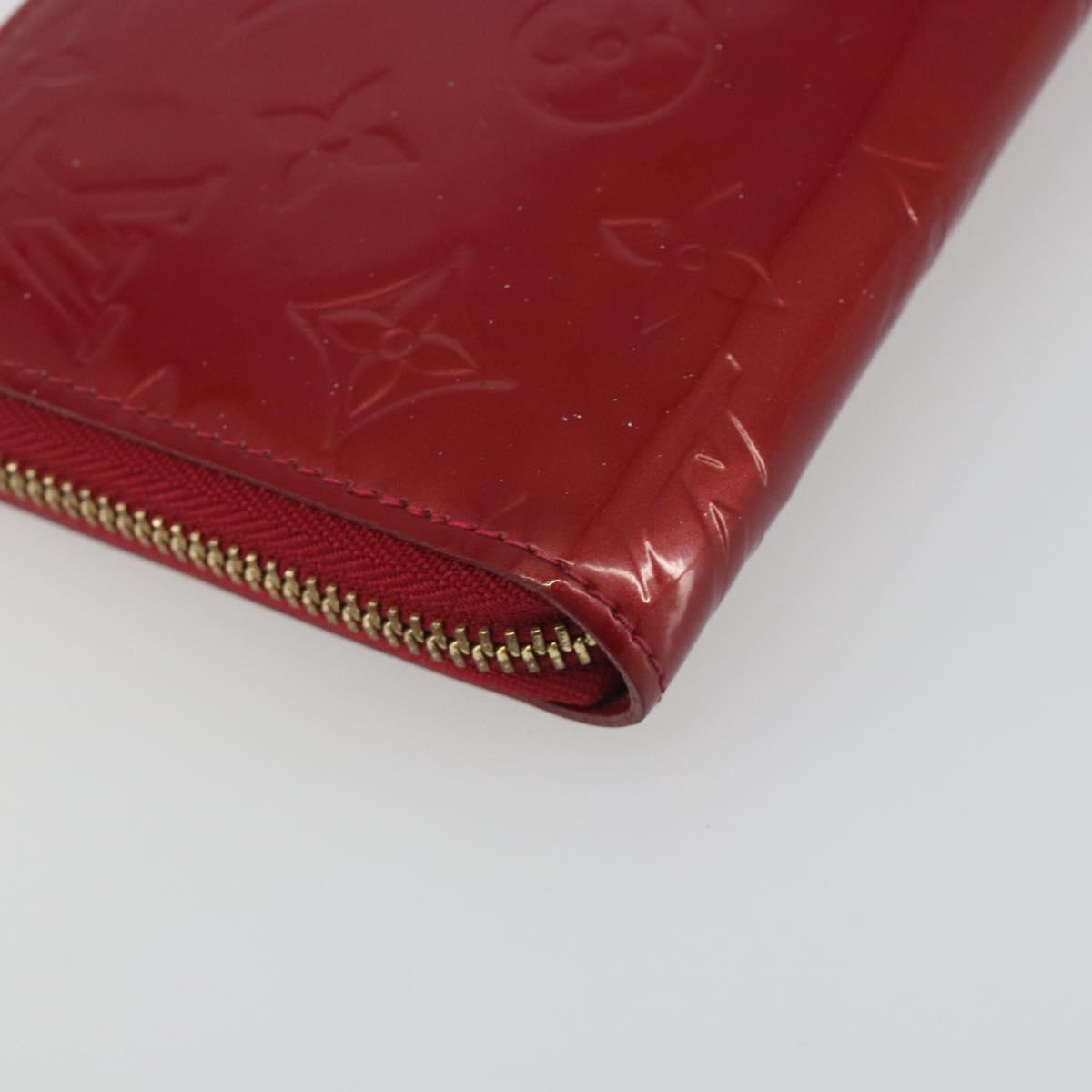 LOUIS VUITTON Monogram Vernis Zippy Wallet Rouge Grunadine M91732 Auth am12259V