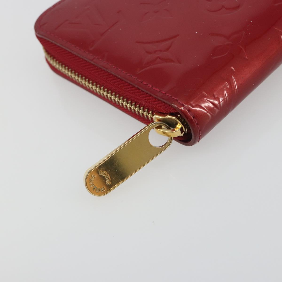 LOUIS VUITTON Monogram Vernis Zippy Wallet Rouge Grunadine M91732 Auth am12259V
