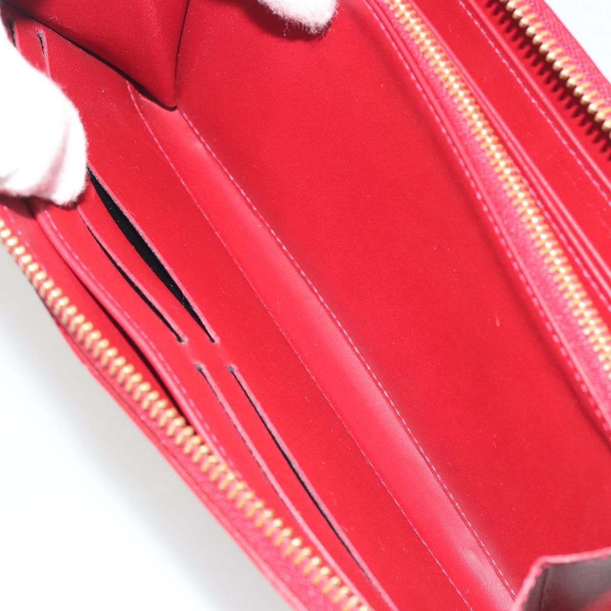 LOUIS VUITTON Monogram Vernis Zippy Wallet Rouge Grunadine M91732 Auth am12259V