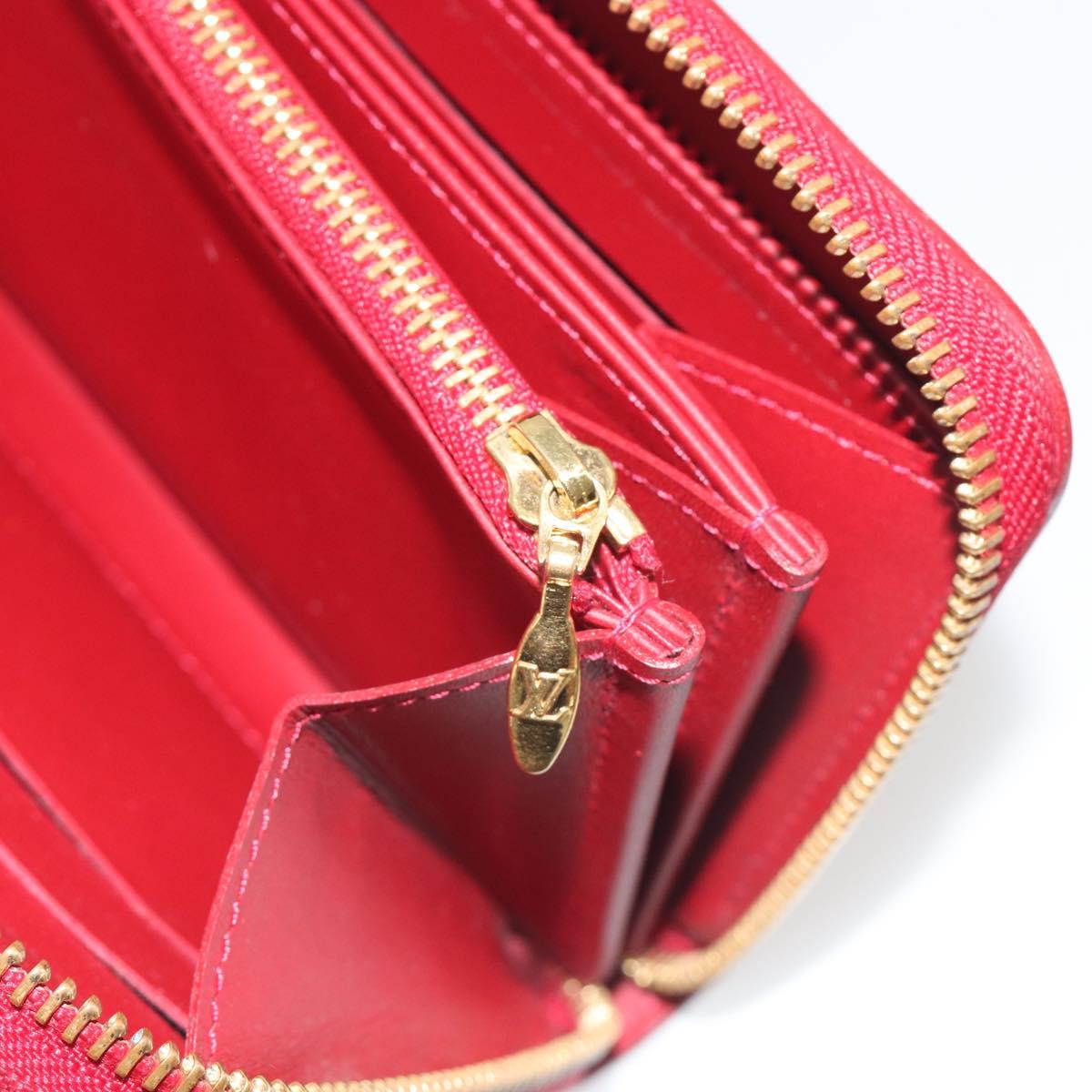 LOUIS VUITTON Monogram Vernis Zippy Wallet Rouge Grunadine M91732 Auth am12259V