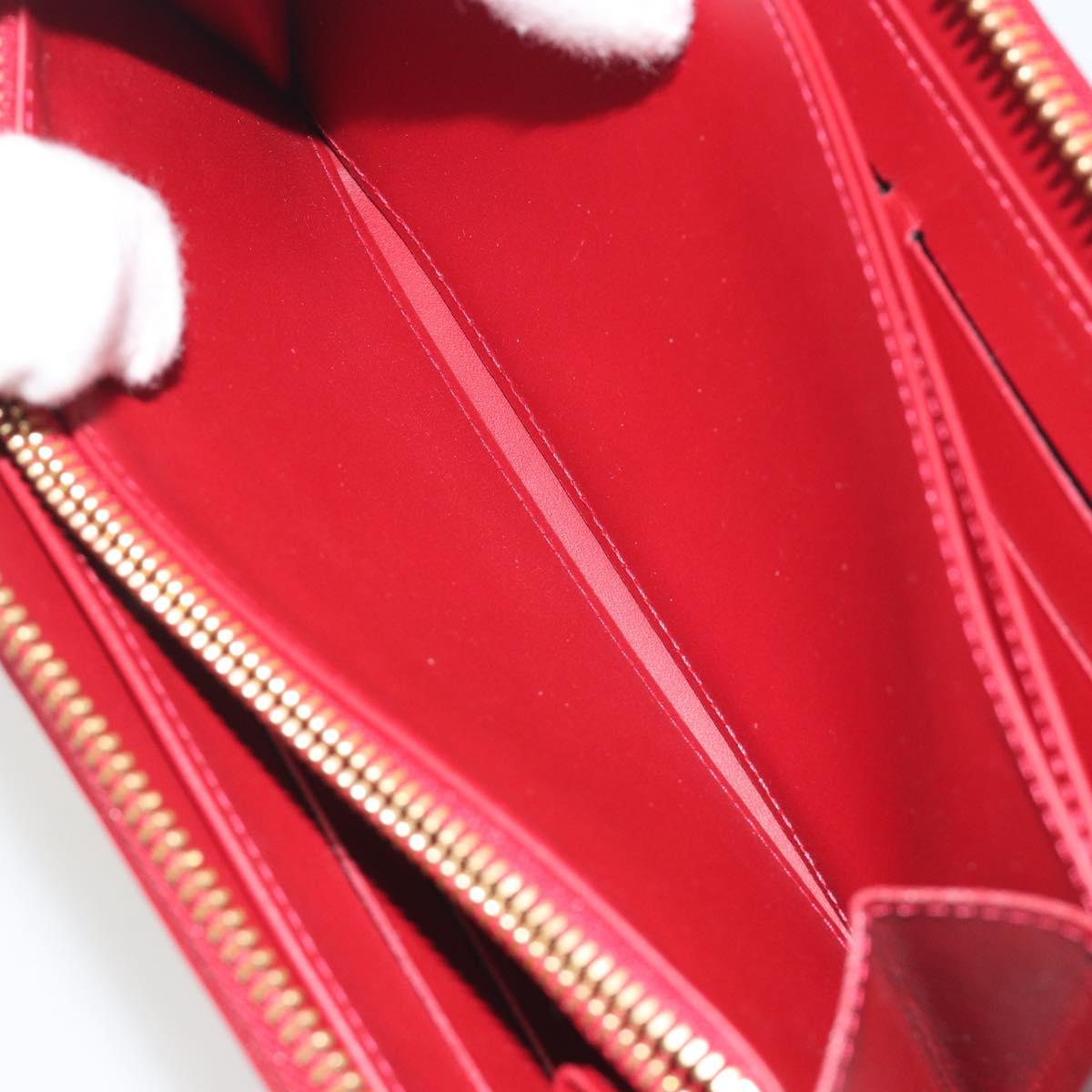 LOUIS VUITTON Monogram Vernis Zippy Wallet Rouge Grunadine M91732 Auth am12259V