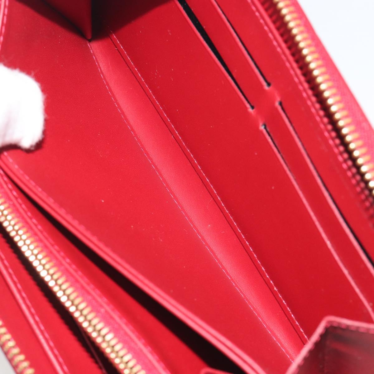 LOUIS VUITTON Monogram Vernis Zippy Wallet Rouge Grunadine M91732 Auth am12259V
