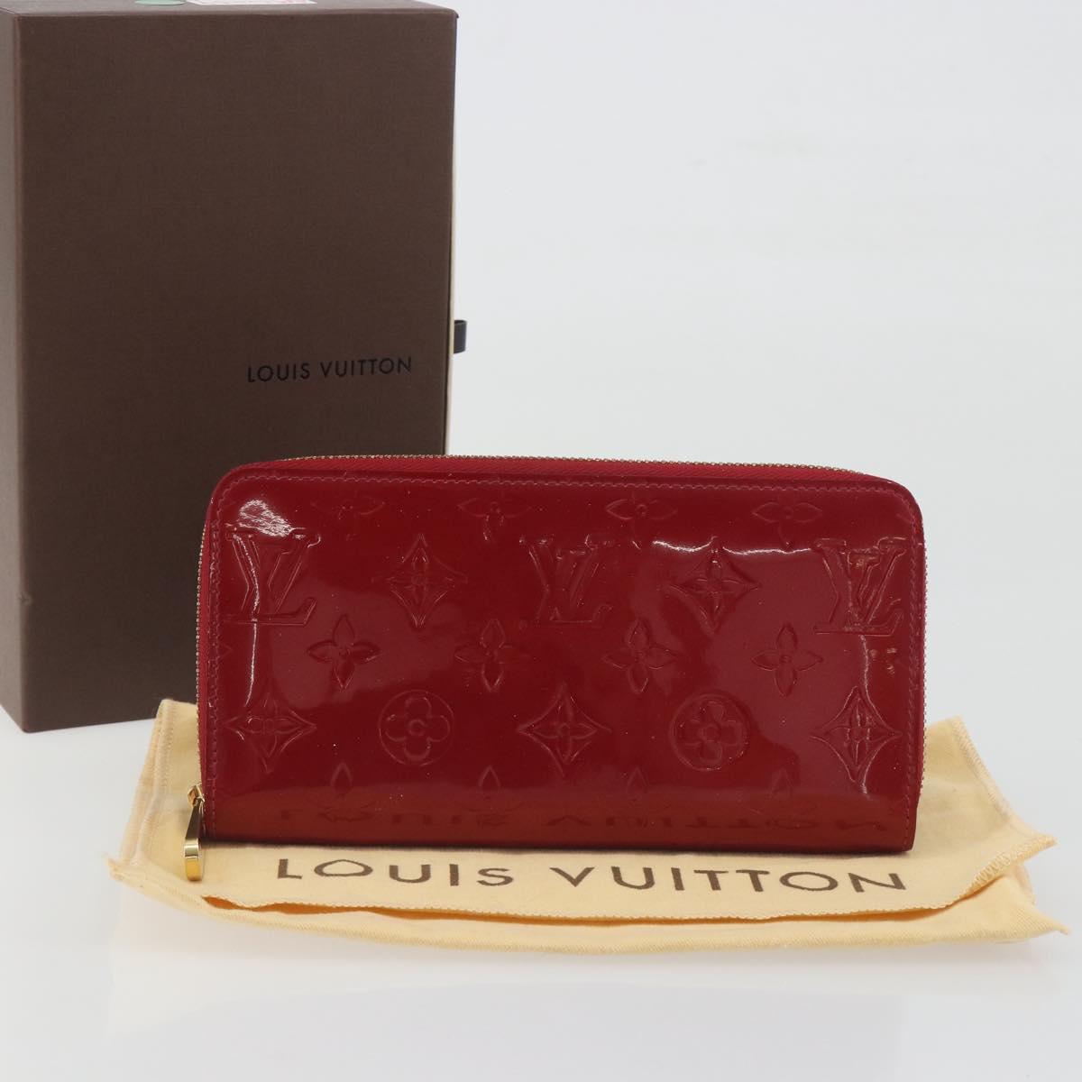 LOUIS VUITTON Monogram Vernis Zippy Wallet Rouge Grunadine M91732 Auth am12259V