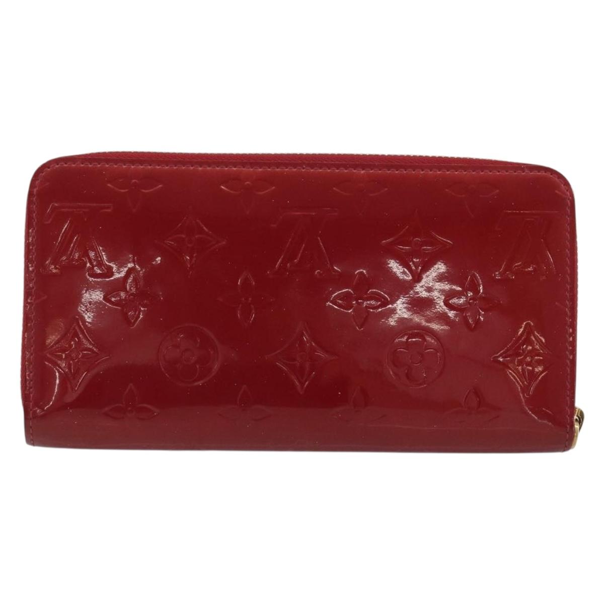 LOUIS VUITTON Monogram Vernis Zippy Wallet Rouge Grunadine M91732 Auth am12259V