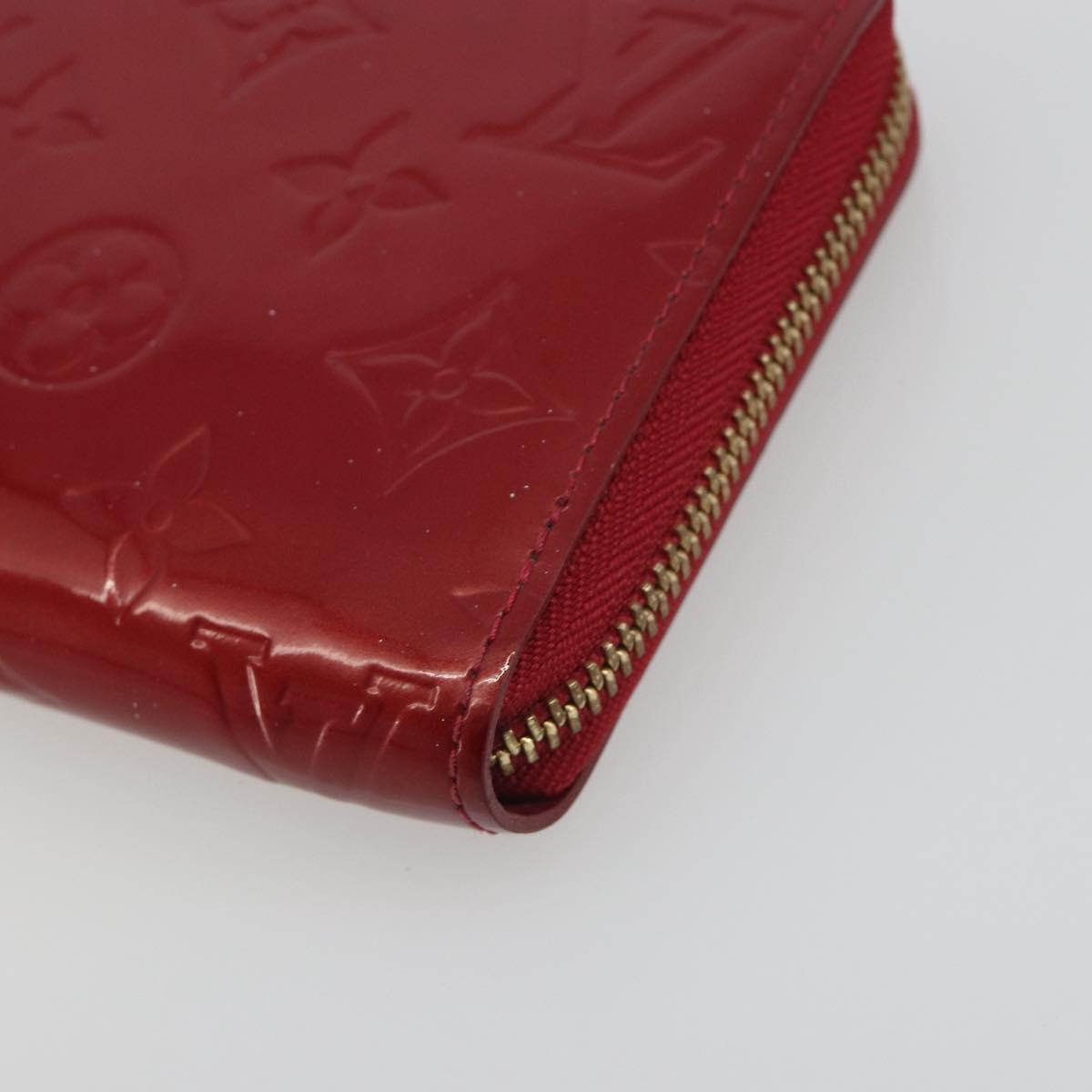 LOUIS VUITTON Monogram Vernis Zippy Wallet Rouge Grunadine M91732 Auth am12259V