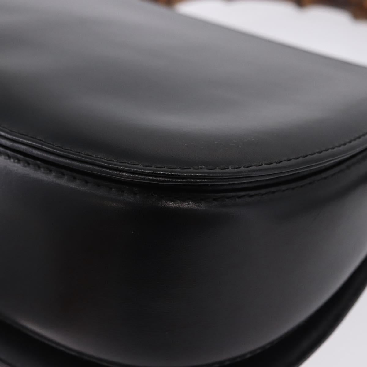 GUCCI Bamboo Hand Bag Leather 2way Black Gold 000 46 0633 Auth am12260SAV