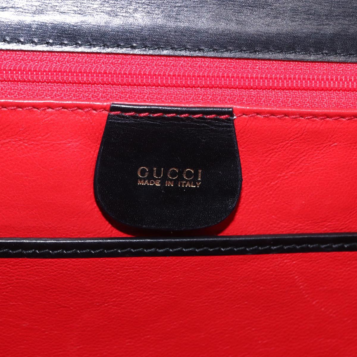GUCCI Bamboo Hand Bag Leather 2way Black Gold 000 46 0633 Auth am12260SAV