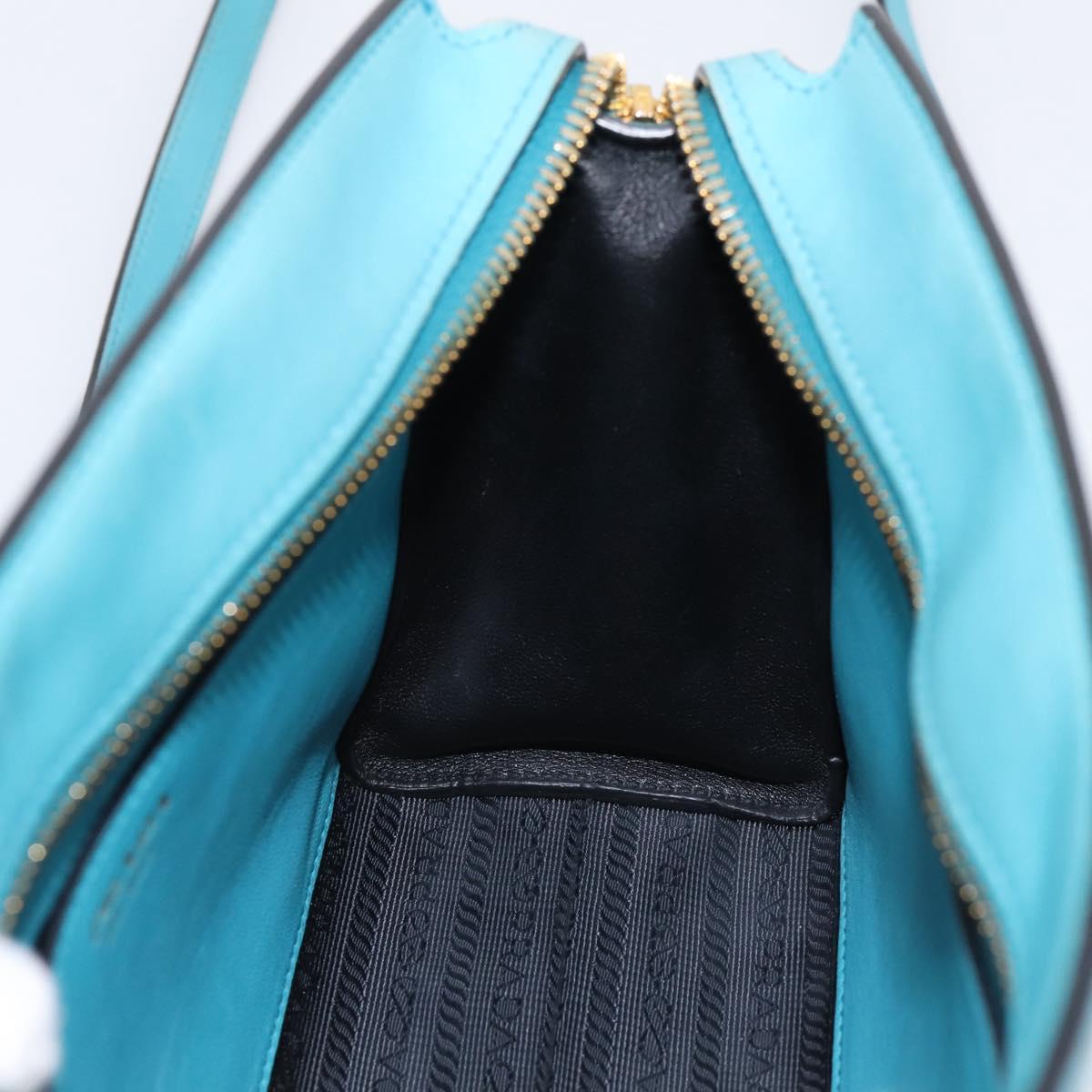 PRADA Shoulder Bag Safiano Leather Green Gold Auth am12262A
