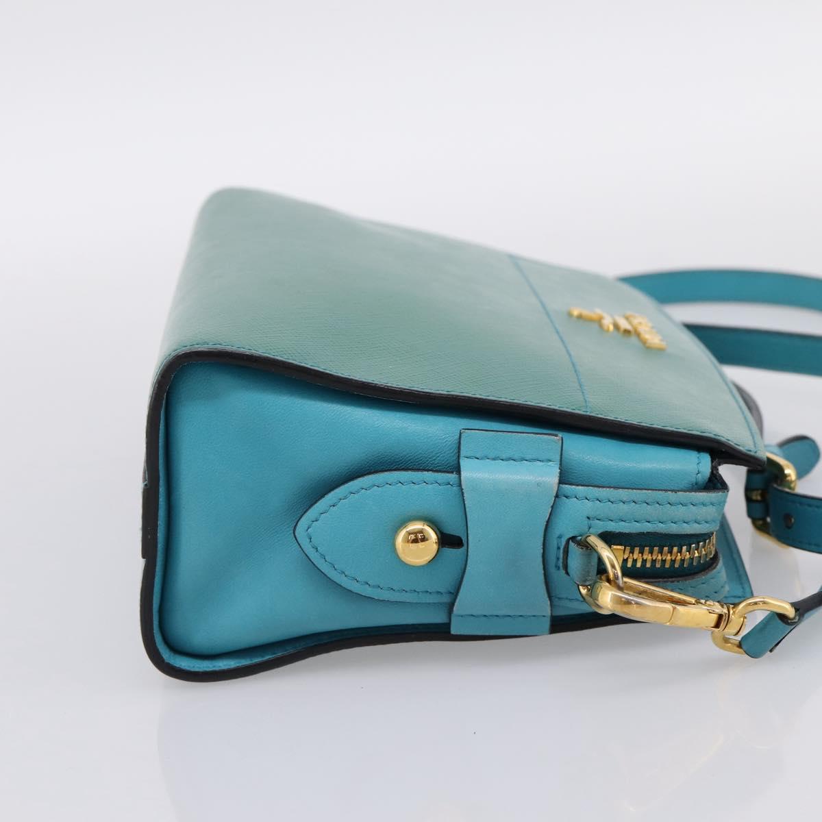 PRADA Shoulder Bag Safiano Leather Green Gold Auth am12262A